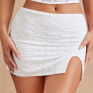 eyelet mini skirt mid low rise crochet knit floral peppermayo aritizia babaton